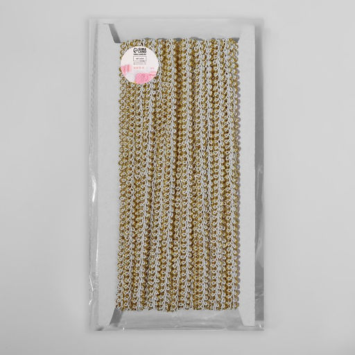 Тесьма декоративная «Шанель», 8 мм, 10±1 м, цвет белый, золотой