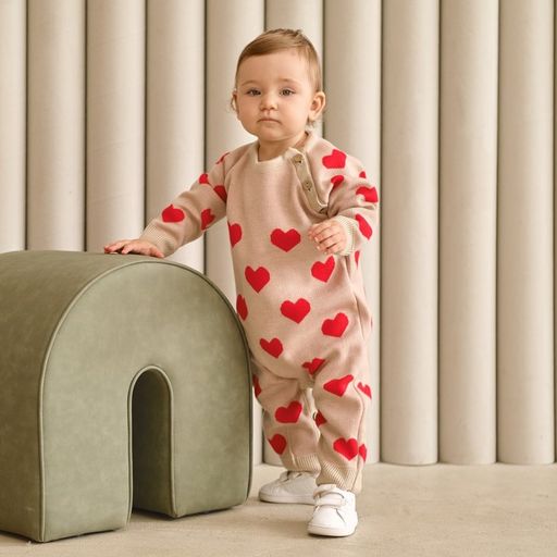 Комбинезон вязаный Крошка Я Сердечки, рост 68-74 см  фото 2