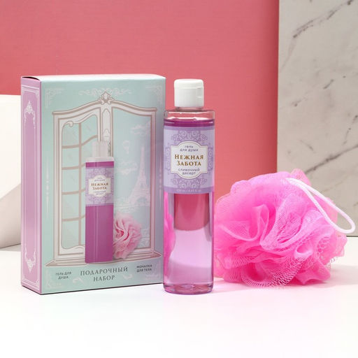 Подарочный набор «Нежная забота», гель для душа 250 мл и мочалка для тела, Чистое счастье