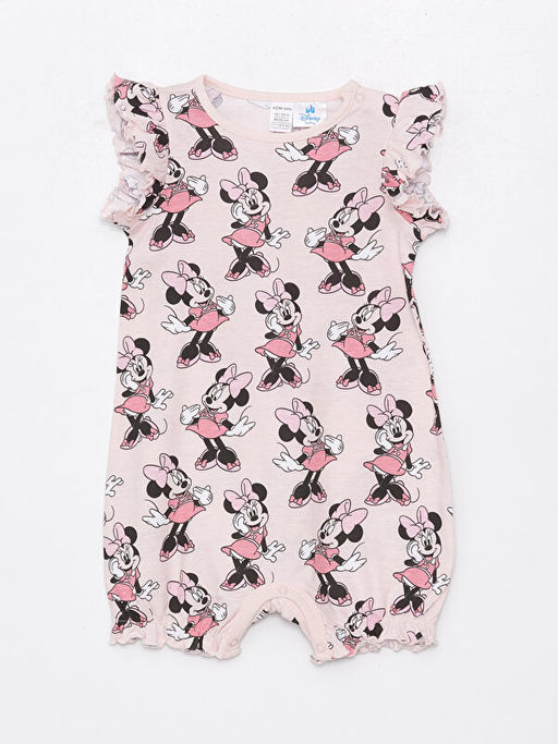 Bisiklet Yaka K?sa Kollu Minnie Mouse Bask?l? K?z Bebek Tulum 2li - Waikiki фото 2