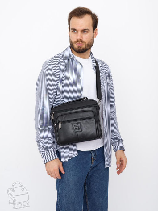 Сумка мужская кожаная 608M black Fuzhiniao
