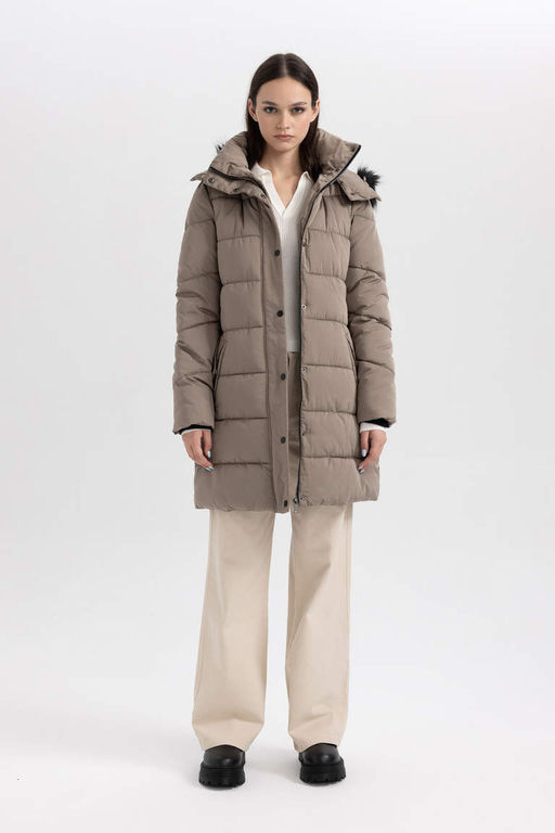 Водонепроницаемая парка из искусственного меха с капюшоном - Defacto фото 5