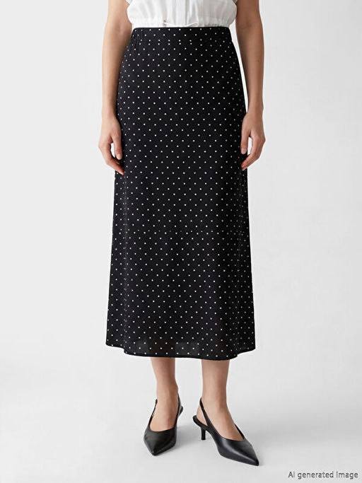 Beli Lastikli Puantiyeli Etek