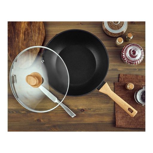 Сковорода-вок с крышкой Walmer York Induction, 28 см, цвет светлое дерево  фото 6