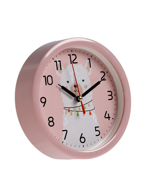 Будильник «Альпака», плавный ход, d=15 см, розовый