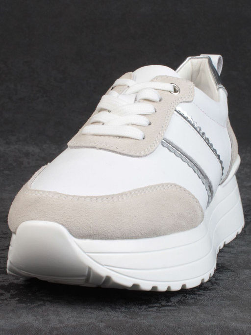 05-PDE40-2 WHITE/BEIGE Кроссовки женские (натуральная кожа, натуральная замша) - Фабричный китай фото 8