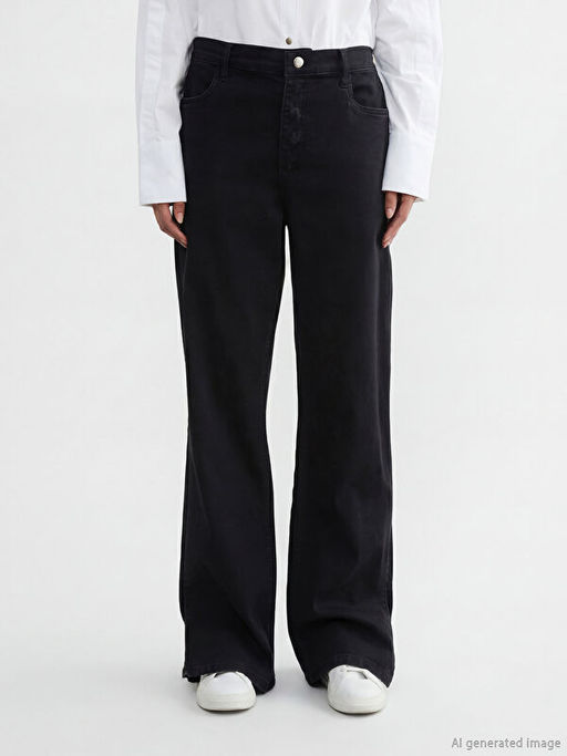 Kolay Giyilebilir Beli Fermuarl? Straight Fit Kad?n Jean Pantolon