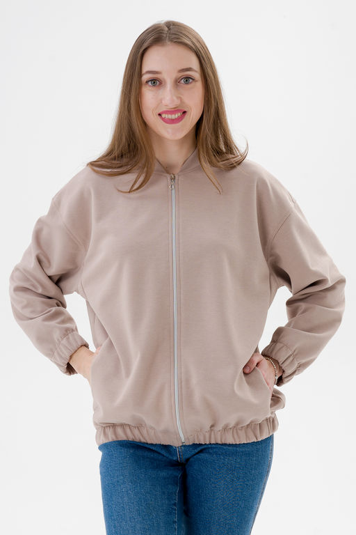 Бомбер из коттон фита какао