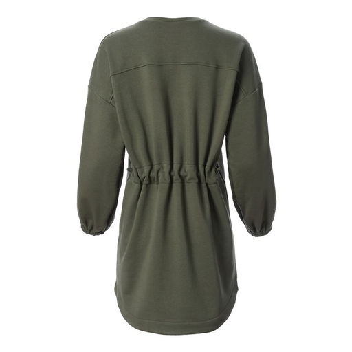 Платье женское короткое с кулиской MINAKU: Casual Collection, зелёное, размер 46, с длинным рукавом
