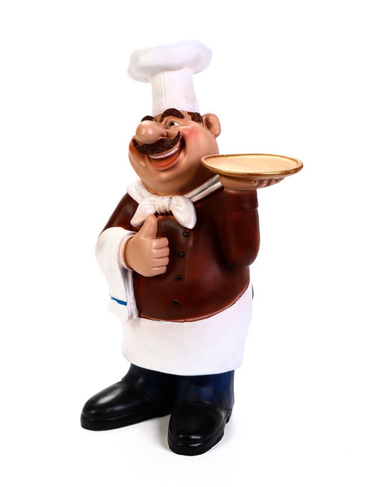 Садовая фигура из полистоуна «Шеф - повар с подносом», 15×36×62 см