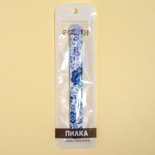 Цена за 5 шт. Пилка для ногтей «Гжель», прямая, 180/240 грит, 18 см, разноцветная