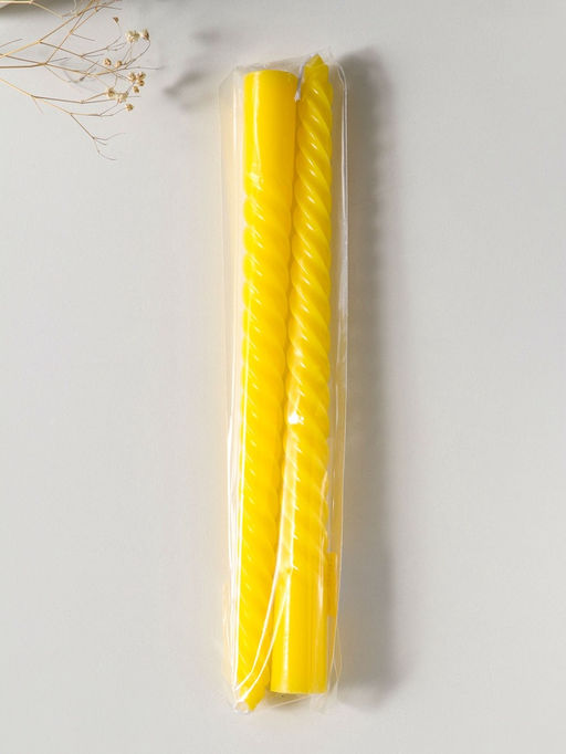 Цена за 2 шт. Свеча витая 25 см (набор 2 шт) 57 гр, 5 ч, цв. жёлтый