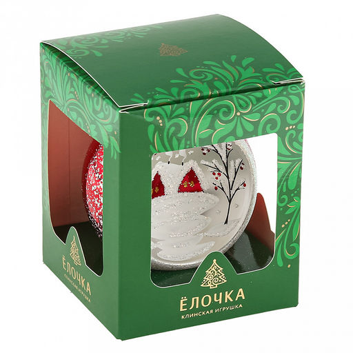 Елочная игрушка шар стеклянная Домики д7,5см, с лункой, цвета микс, ручная художественная роспись, подарочная упаковка (Россия) - Домашняя Мода фото 8