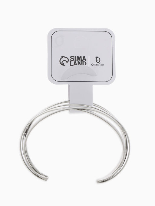 Браслет металл Афина многослойный, цвет серебро