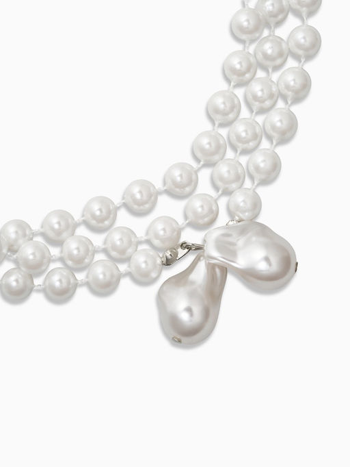 Бусы "Нить жемчуга" №8 с подвесами, L=120см, цвет белый в серебре