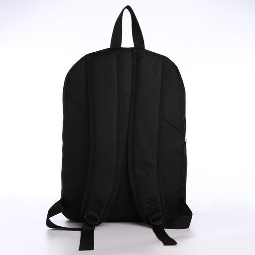 Рюкзак текстильный с карманом кожзам, 38х29х11 см, черный, синий - Nazamok фото 5