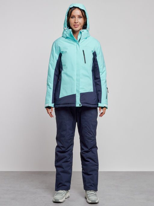 Горнолыжный костюм женский большого размера зимний бирюзового цвета 03960Br - Chunmai фото 5