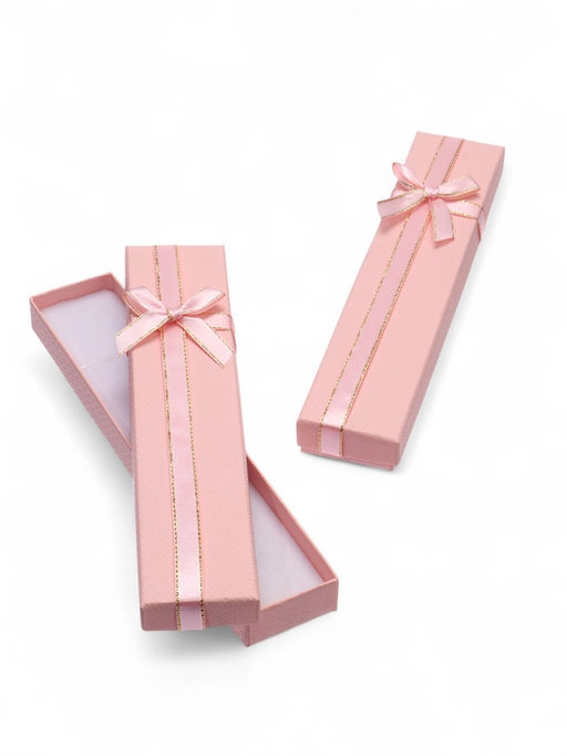 Цена за 6 шт. Коробочка подарочная под браслет, цепочку, часы, 21×4 см, (полезная часть 20.2×3.7 см), розовая, перламутровая