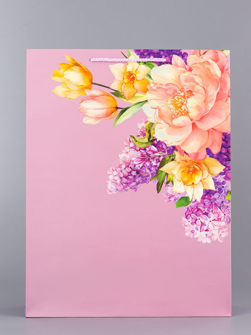 Цена за 2 шт. Пакет подарочный ламинированный вертикальный Палитра лепестков, 33?42.5?10 см