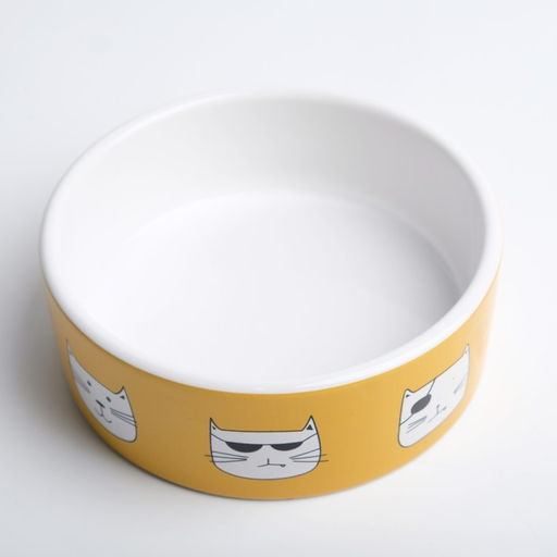 Миска керамическая Опасные коты 230 мл 12,5 x 4,5 cм, бело-оранжевая - Пижон фото 2