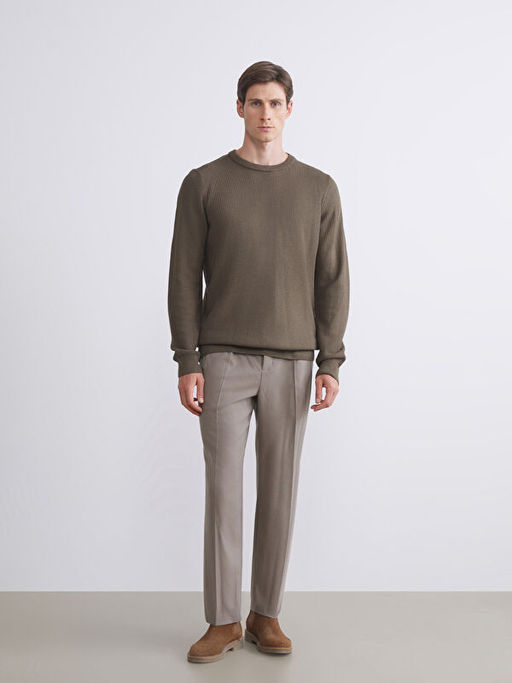 Bisiklet Yaka Kareli Erkek Triko Kazak