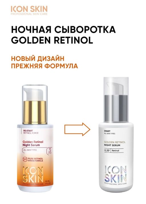Ночная сыворотка на основе 0,35% ретинола GOLDEN RETINOL - Icon skin фото 3