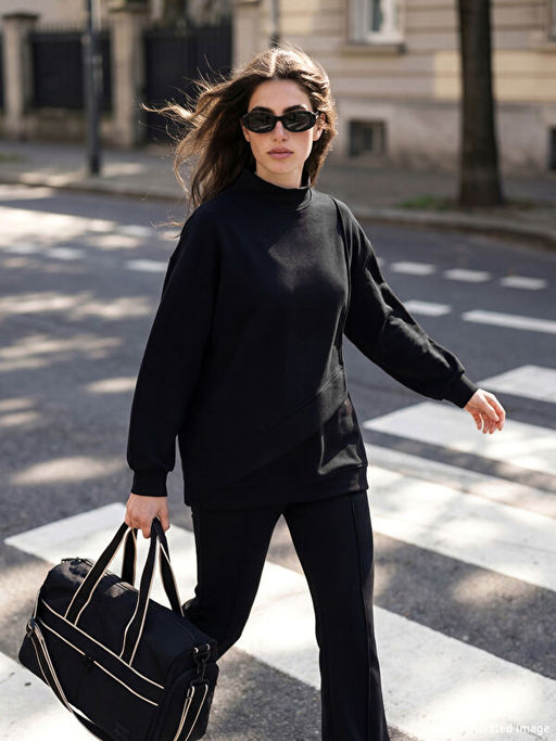 Dik Yaka Soft Touch Kad?n Sweatshirt Tunik