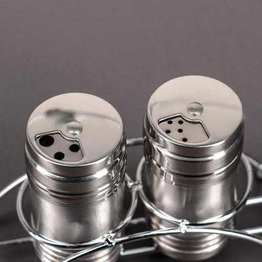 Набор для специй из нержавеющей стали на подставке «Металлик», 100 мл, 2 шт., цвет серебряный