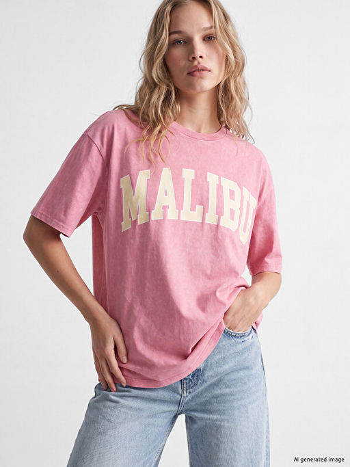%100 Pamuklu Oversize Kad?n Ti??rt