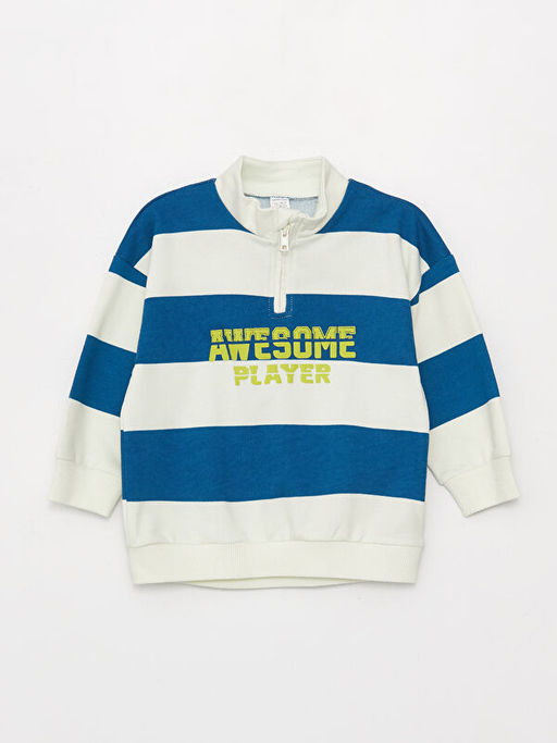 Dik Yaka Bask?l? Uzun Kollu Erkek Bebek Sweatshirt ve E?ofman Alt? 2li Tak?m - Waikiki фото 2