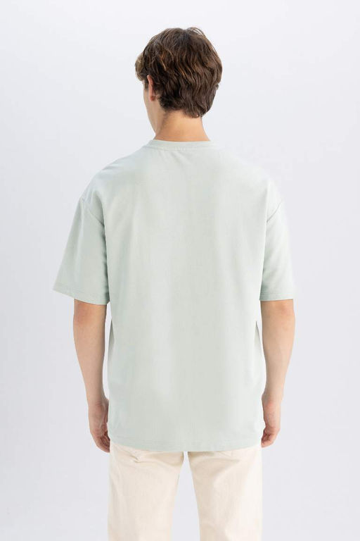 Базовая футболка свободного кроя с круглым вырезом и короткими рукавами - Defacto фото 6
