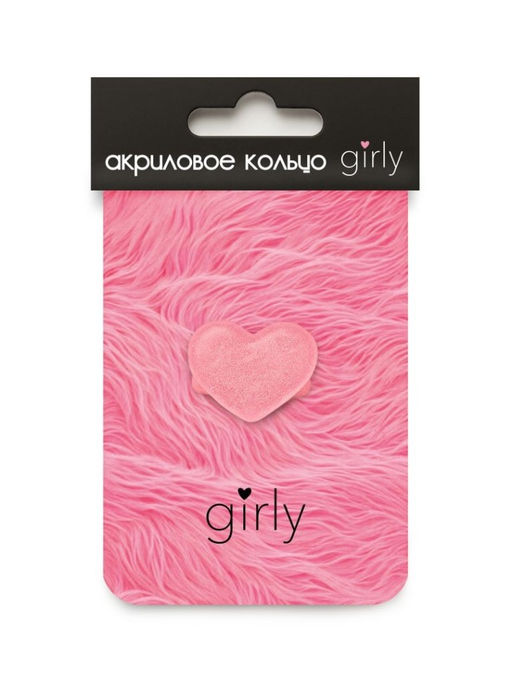 Кольцо акриловое GIRLY "Red heart", red (d=1,7 см)