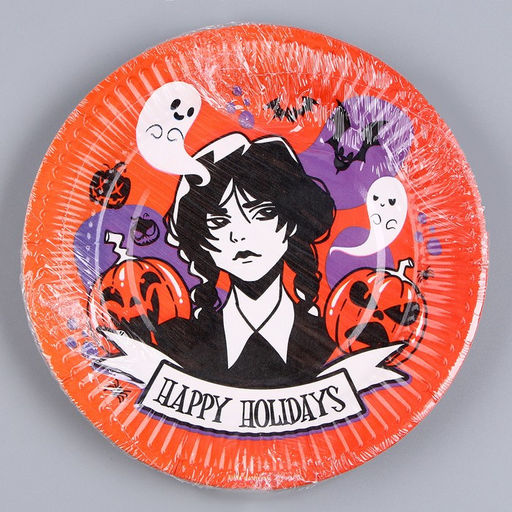 Цена за 10 шт. Тарелка бумажная Хэллоуин: девочка, 18 см - Страна карнавалия фото 9