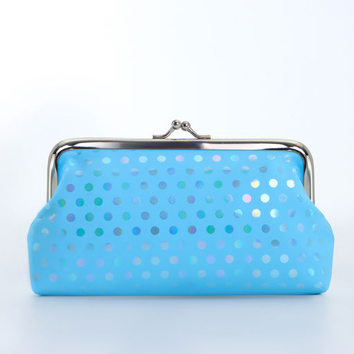 Косметичка женская на фермуаре, маленькая, с принтом Перламутровый горох, голубая - Simaland фото 2