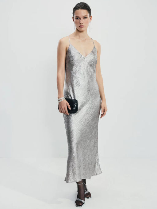 Платье миди из блестящей ткани / Zarina  фото 6