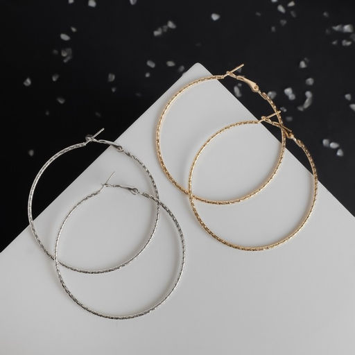 Серьги-кольца «Рельеф», миксы, d=5.7 см