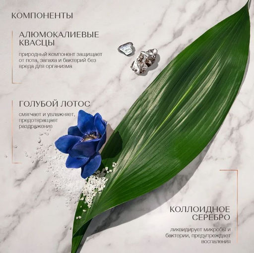 Дезодорант Голубой лотос. Минеральный, шариковый. С коллоидным серебром, 50мл., шт - Zeitun фото 4