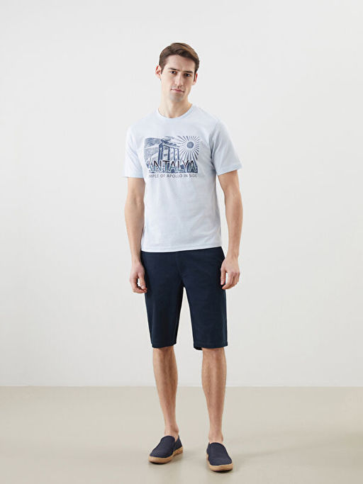 Bisiklet Yaka Antalya Bask?l? Penye Erkek Ti??rt