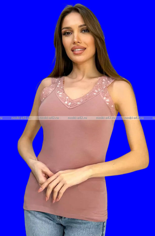 Цена за 1 шт. Майки женские Турция Кружево арт. 9006 пудровый