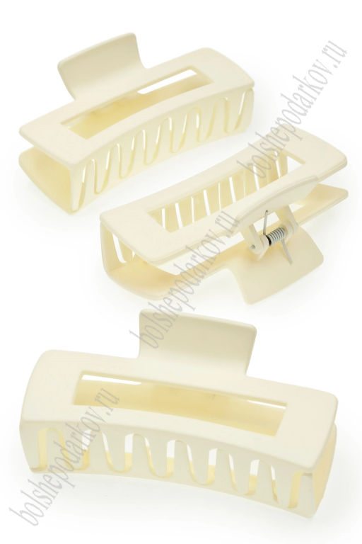 Крабики для волос матовые 10,5*5 см (12 шт) SF-7977, айвори