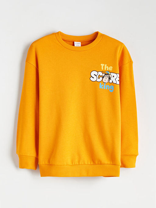 Bisiklet Yaka Nostaljik Maymun Bask?l? Erkek ?ocuk Sweatshirt