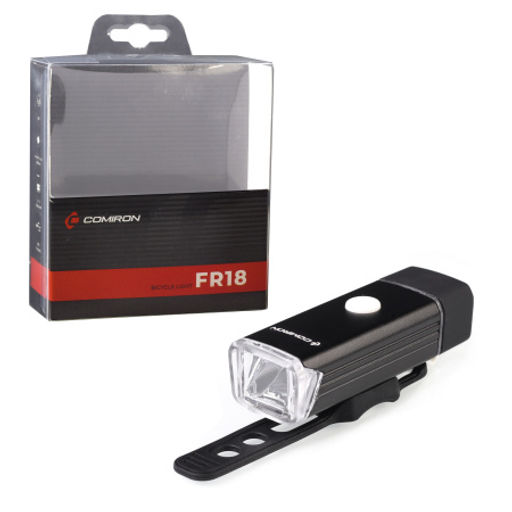 Фонарь передний COMIRON FR18 корпус: алюминий +ABS свет CREE XPG LED 350m; аккум: 3.7V 2000 mAh USB влагозащищённый, индикация заряда /уп 120/ - ГалеонТрейд фото 6