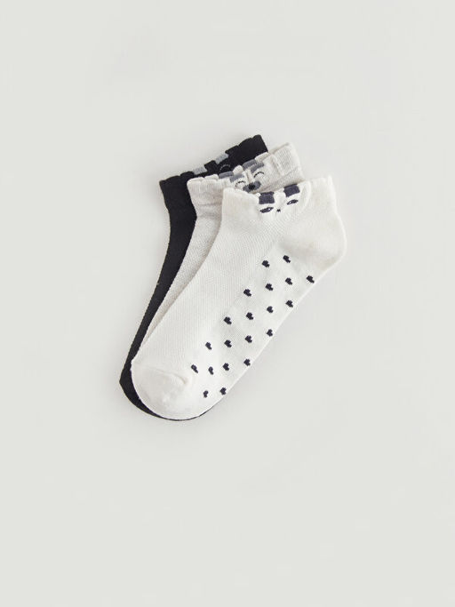 Desenli Kad?n Patik ?orap 3l?