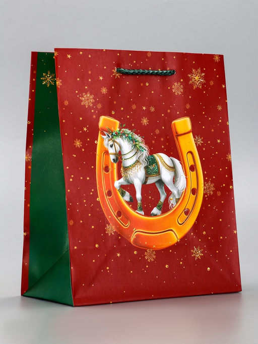 Пакет подарочный новогодний ламинированный, «Подкова», 18×10×22.3 см