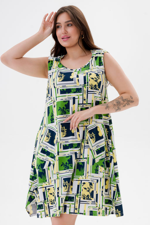 Платье женское из кулирки Кэтрин цитрусовый микс макси - Амадэль фото 4