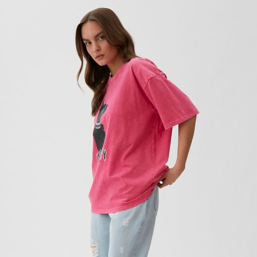 Футболка из вареного хлопка женская MIST Insanity, розовая, размер S