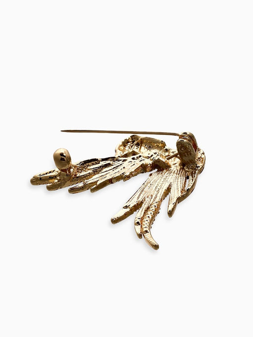 Брошь "Птица Попугай", цветная в золоте