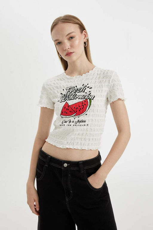 Крутая футболка с короткими рукавами и круглым вырезом с принтом Bubble - Defacto фото 5