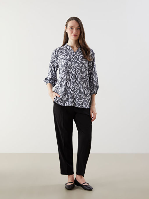 Ka??k Yaka ?i?ekli Bluz