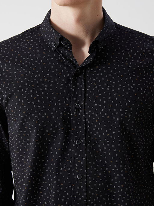 Slim Fit Uzun Kollu Desenli Arm?rl? Erkek G?mlek